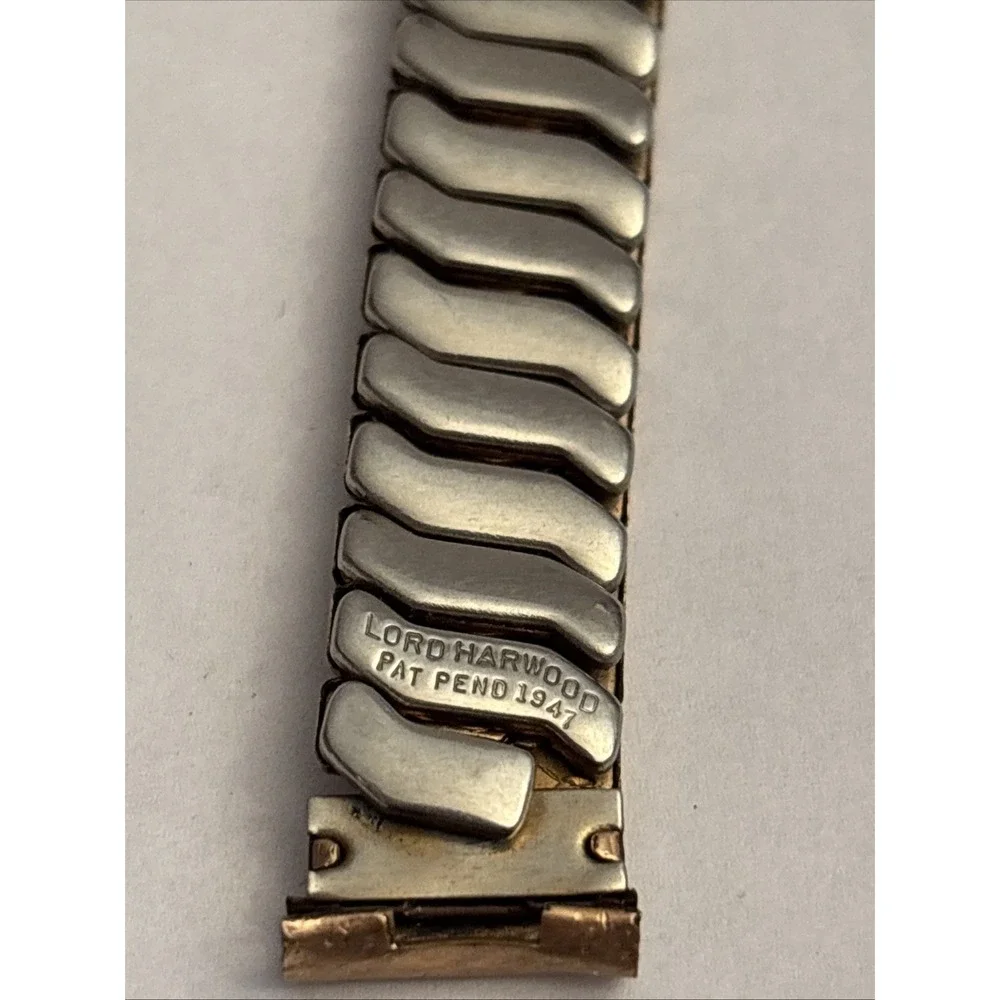 Vintage Stretch Lord Hardwood Watch Band Rose Gold Filled Top Stainless Steel
